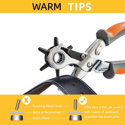 Leather Hole Punch, BILLION GOLD Heavy-Duty Belt Hole Puncher