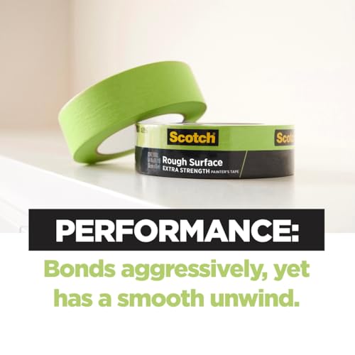 Scotch Rough Surface Painter's Tape 2060-24AR-BK, 0.94 in x 60.1 yd (24mm x 55m), Green, 3 Rolls, Clean Removal, No Residue, Textured & Hard-to-Stick Surfaces - size: 3 Pack