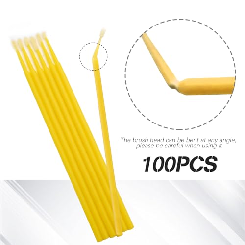 Saihisday Touch Up Paint Brushes for Automotive Paint Chip Repair Disposable Micro Applicators 2.5MM Yellow 100PCS - color: Yellow