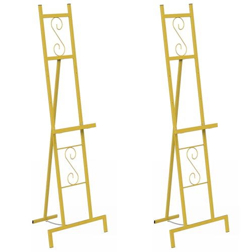 58" Gold Easel Stand for Sign, Metal Easel with Chain Support for Painting - style: 2pack-Gold