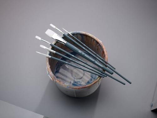 Winsor & Newton Foundation Acrylic Brush Set, SH, 3 Pack - size: Round 2, Filbert 4, Flat 2, style: Short Handle