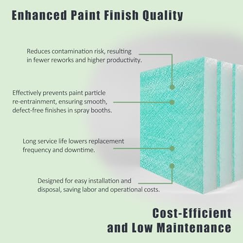 20"x20" 15g Fiberglass Paint Booth Filter for Spray Booth, 50-pack