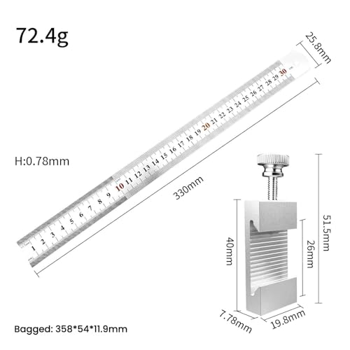 Aluminum Alloy Woodworking Ruler Stop, 11.8inch Steel Precision Scriber & Marking Gauge Woodworking Tools - color: Silver, size: 30cm