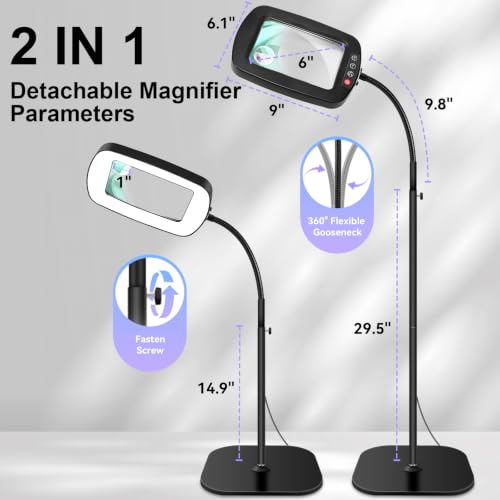 Extra Large 30X 10X Floor Magnifying Glass with Light and Stand
