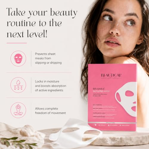 Reusable Silicone Face Mask for Skincare, Sheet Mask Holder for Face, Medical Grade Silicone Mask Locks in Serums & Moisture, Washable, Reusable & Travel Friendly