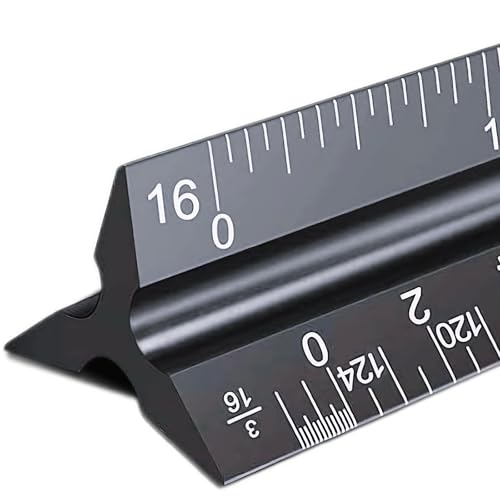 Architectural Scale Ruler, Imperial Measurement, Architect Triangular Ruler - color: Black