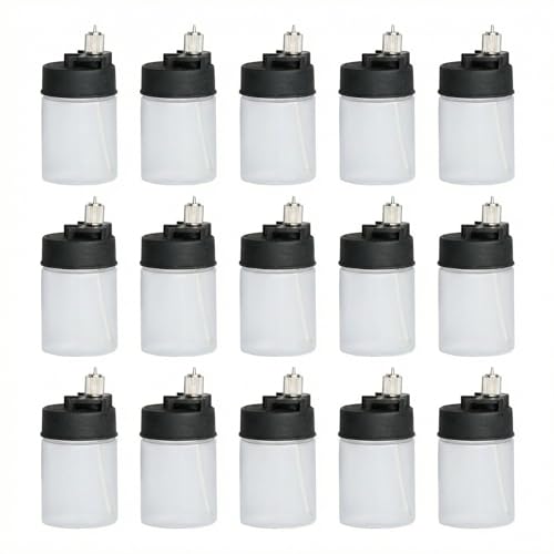 T TOGUSH 15-Pack 0.5mm Airbrush Bottle Cups, 22ml No-Clean Siphon Feed Airbrush for Large Area Spray Painting Furniture, Walls, Auto, Leather, Model Kits, Fits Single Action Airbrush Guns - color: white