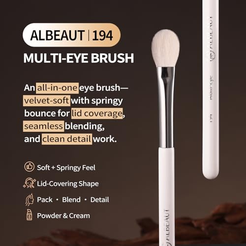 Albeaut Eyeshadow Brush, Eye Makeup Brush Even Eyeshadow Applicators Soft Natural Hair Bristles for Flawless Smudge, Multi-task for spot conealing & highlighting (194 Multi-Eye) - style: 194 Multi-Eye