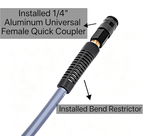 Hybrid Air Hose 1/4-Inch x 100FT,Air Compressor Hose 300 PSI Heavy Duty,Lightweight,Kink Resistant,All-Weather Flexibility With 1/4-Inch Swivel Solid Aluminum Quick Coupler and Plug,Gray - color: Gray, size: 1/4''100FT
