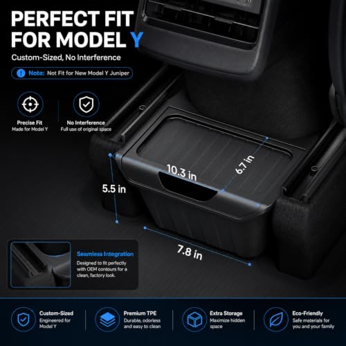Upgrade Rear Center Console Organizer for Tesla Model Y 2020-2025 - size: Model Y 2020~2025