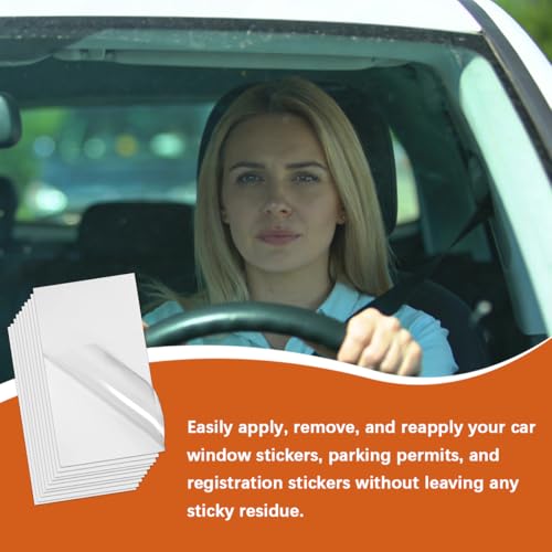 10PCS Car Windshield Sticker Applicator Static Cling, 4 x 6 Clear PET Electrostatic Film for Easy Sticker Application Removal, Auto Window Cling Inspection Decal Holder, Universal Fit