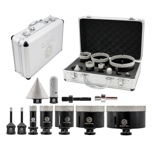 FOCSTOL Diamond Drill Bits Set 11PCS, 1/4"-4" Tile Hole Saw Kit - size: KIT10