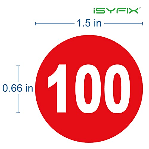 iSYFIX Red Consecutive Number Stickers, 1 to 100, 1.5 Inch, 1 Set - color: Red, size: 1.5-inch
