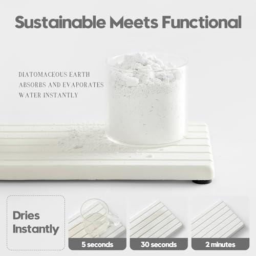2Pack Quick Dry Water Absorbing Stone Drying Tray, Sink Mat, White 8“ x 4” - color: 2 Pack - White, size: 8" x 3.8"