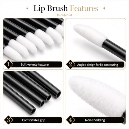 G2PLUS 100PCS Disposable Lip Gloss Applicators, Lipstick Brushes and Wands - color: Black