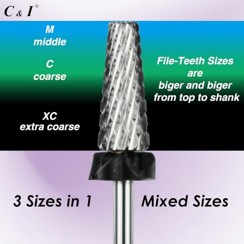 C & I 5 in 1 Nail Drill Bit for Nail Techs Remove Acrylic & Gel, XC - color: Black