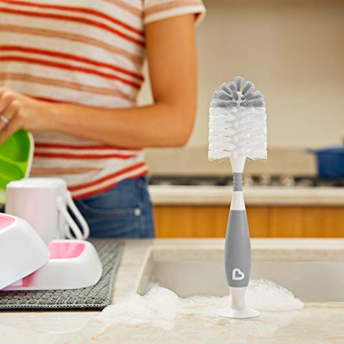 Munchkin® Fold™ Baby Bottle Countertop Drying Rack, White & Bristle™ Bottle Brush, Grey