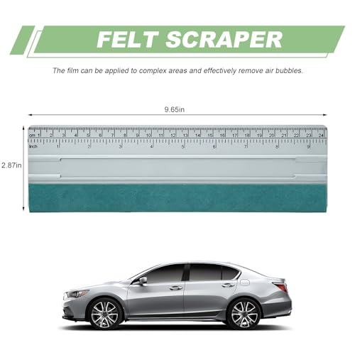 Felt Squeegee for Car, 10 Inch Scratch Free Car Wrapping Applicator Decal Squeegee with 25CM Scale Ruler, Auto Window Tint Wallpaper Smoothing Tool Felt Edge Vinyl Scraper - color: 10 Inch