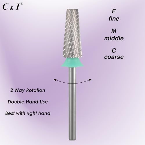 C & I 5 in 1 Nail Drill Bit for Nail Techs Remove Acrylic & Gel, Coarse-C - color: Green