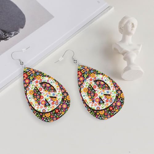 Faux Leather Teardrop Earrings - color: Burst