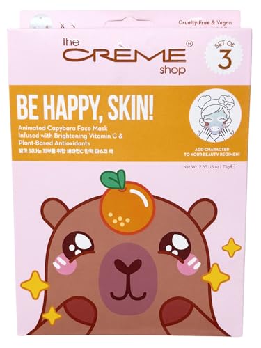 The Crème Shop Be Happy, Skin! Animated Sheet Mask (Capybara/Pack of 3)