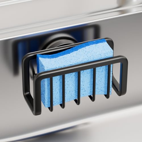 TAILI Black Sponge Holder for Kitchen Sink with Strong Suction Cup - color: Black, size: 5.1" x 2.3"