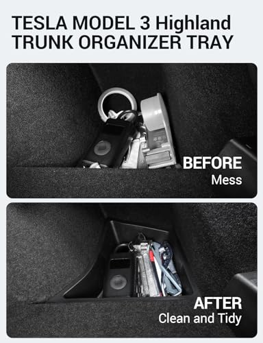 BASENOR Trunk Organizer for Tesla Model 3 Highland 2026-2024 TPE Set of 2 - size: 2024-2026 Model 3