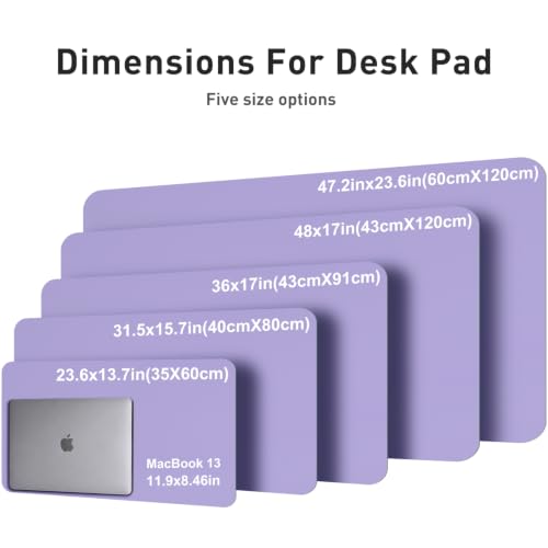 Aothia Faux Leather Desk Mat (Light Purple, 23.6" x 13.7") - color: Light Purple, size: 23.6" x 13.7"