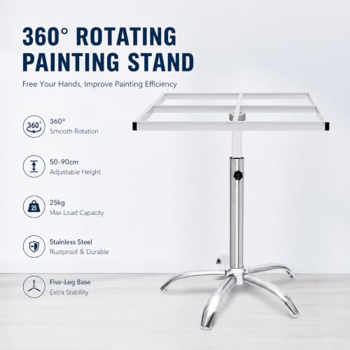 JOMCYDM 360° Spray Paint Rack, Stable Rotating Paint Rack, Lifting Spray Painting Table,23.6-31.5in Height Adjustable Stable Paint Rack for Door and Car Body, Lifting Spray Painting Table (Square) - color: Square