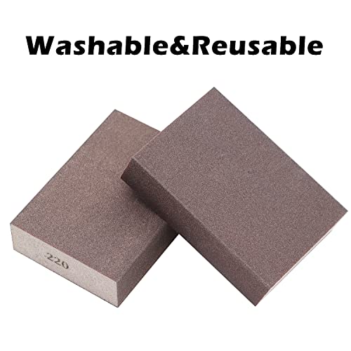 6 Pack 220 Grit Wet Dry Sanding Sponge Blocks, Washable Reusable Sandpaper Block for Wood Furniture Drywall Sheetrock Metal Pot Polishing - size: 220 Grit