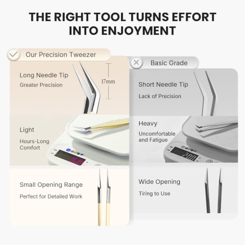 Craft Tweezers, Precision Tweezers for Stickers with Pouch Yellow - color: Yellow
