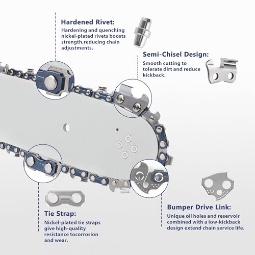 SawWorks 12 Inch Chainsaw Chain Fits Kobalt KCS 1224A-03, KCS 1224B-03 - size: 12" 3/8"LP .043" 45DL-GermanSteel *3Pcs