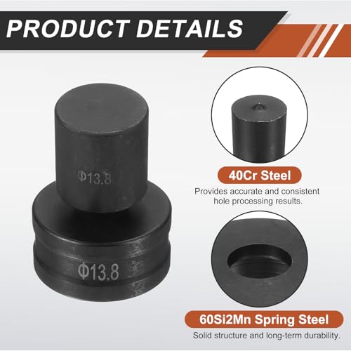 HARFINGTON Hydraulic Hole Punch Die Φ13.8mm Round Hole 40Cr Steel Electric Punching Kit for CH70 Electric Punching Machine, Black - size: Φ13.8mm