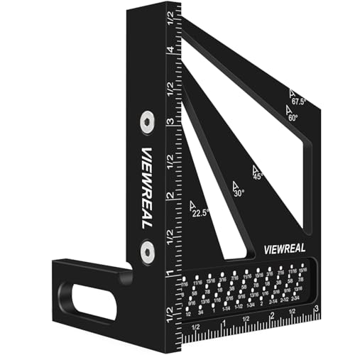 Multi-Angle Measuring Ruler,3D Woodworking Square, 22.5-90 Degree Aluminum Alloy Protractor for Precision Carpentry, Engineering & DIY Projects, Laser Etched, Durable, Portable - Black - color: Black