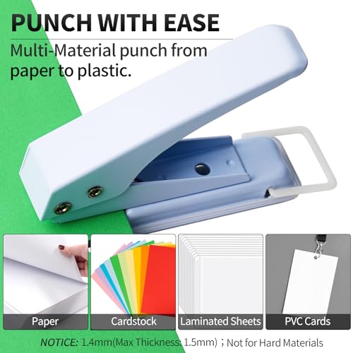 Hole Punch Heavy Duty, 1/4 in Single Hole Punch for Crafts, One Hole Paper Puncher & Perforadora de Papel, Easy and Smooth Punching for Classroom & Office Tasks, Crafts