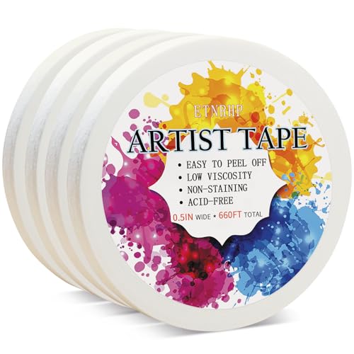 Artist Tape for Watercolor Paper Borders, 0.5in 4 Packs 660ft Total - size: 0.5 inch