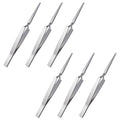 6 PCS Reverse Tweezers, Stainless Steel Craft Tweezers Precision, Model Cross Locking Scrapbook for Jewelry, Electronics, Laboratory, Model Making (Silver)