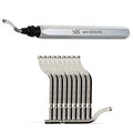 AFA Tooling Deburring Tool, 11 Blades, Silver CNC Anodized Aluminum Handle - style: 11 BS1018 Blades