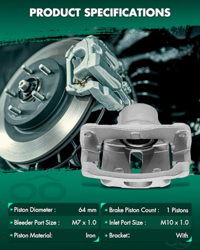 SCITOO 19B2715 Front Right Disc Brake Caliper With Bracket Silver - size: Front Passenger[19B2715]