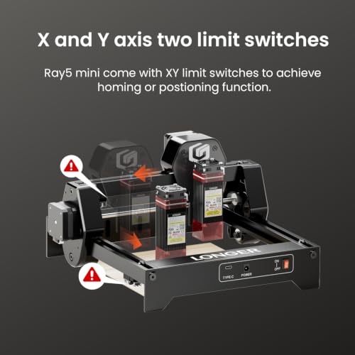 LONGER RAY5 Laser Engraver, 2500mW Compact Precision Engraving Machine - color: Deep Black