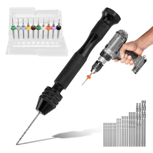 36pcs Pin Vise Hand Drill Set, Premium Manual Small Hand Drill Set, Mini Micro Drill Bits for Arts and Crafts, Resin Drill, Jewelry Making, Small Finger Thumb Vice, PCB And Twist Bits