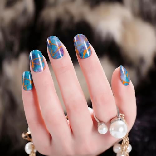 336PCS/24 Sheets Nail Polish Strips - Marble Gel Nail Stickers Full Nail Wraps UV Free | Easy to Stick | Adhesive Sticker Nails for Women with 1 File, 1 Cuticle Stick - color: Marble Series