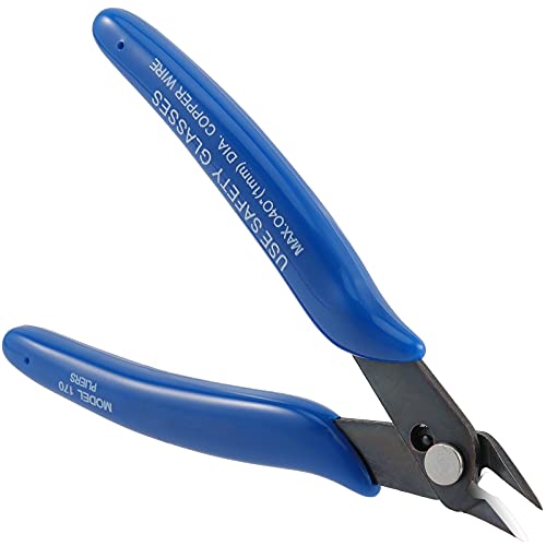 SEUNMUK 15 Pack 170 Flush Wire Cutter, 5 Inch Electronic Wire Flush Cutters, Small Precision Soft Wire Cutter, Micro Wire Cutters Blue Handle Professional Cutter Tools for Fine Cutting Needs