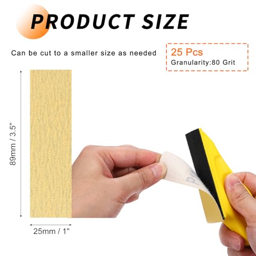25 Pcs 80 Grit Sandpaper 1x3.5 Inch Sand Paper Alumina Abrasive - size: 1 x 3.5 Inch(80 Grit)
