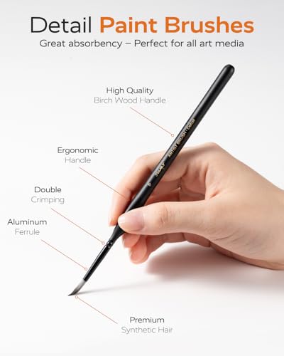 Miniature Paint Brushes 12 PCS, Fine Tip Model Paint Brushes, Black - color: Black Gold