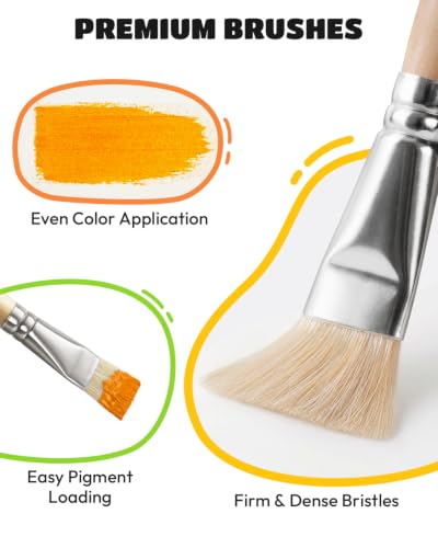 JUPITEARTH Natural Wood Handle Paint Brushes for Kids, 10-Pack