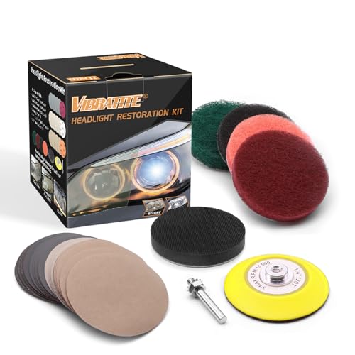 VIBRATITE 21PCS Headlight Restoration Kit, 3" Drill Sanding & Cleaning Kit - size: 21 PCS