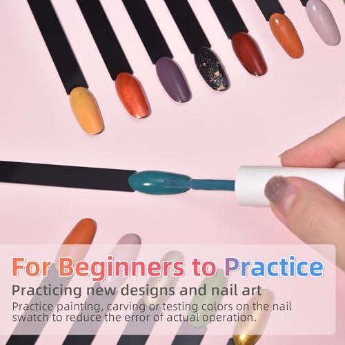 100 Tips Black False Nail Tip Sticks Fan-shaped Nail Practice Sticks - size: Oval 50tips*2