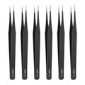HARFINGTON 6pcs 5.31" Long ESD-12 Anti-static Straight Pointed Tip Tweezers - size: 5.31"（ESD-12)