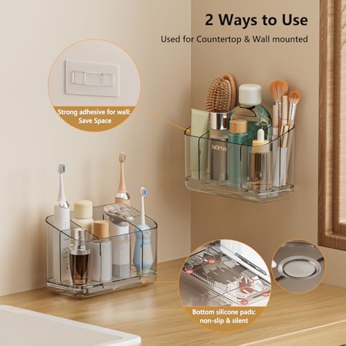 MOPMS Toothbrush Holders for Bathrooms with 5 Slots Adjustable Dividers - color: Grey